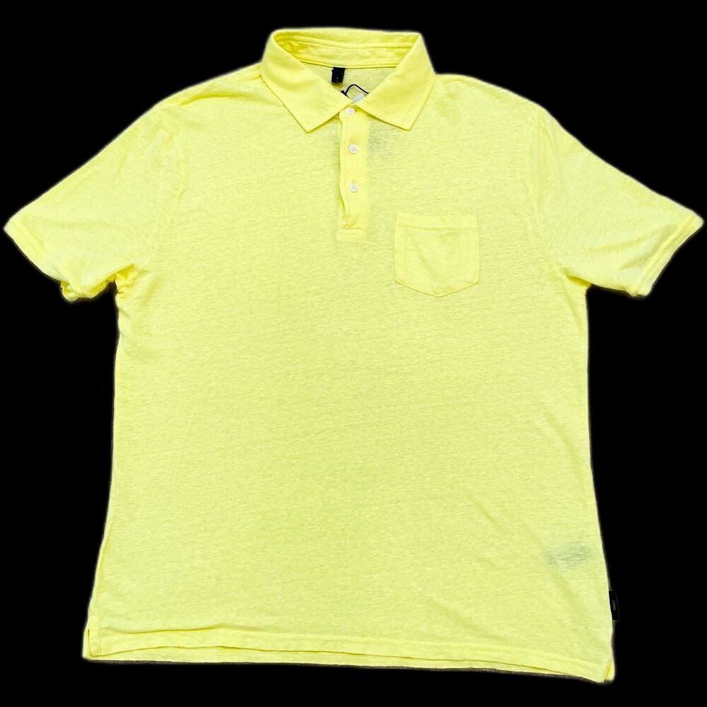 04651/ A Trip in a Bag NWT Men's Size Large Linen Polo Shirt Yellow Retails 279